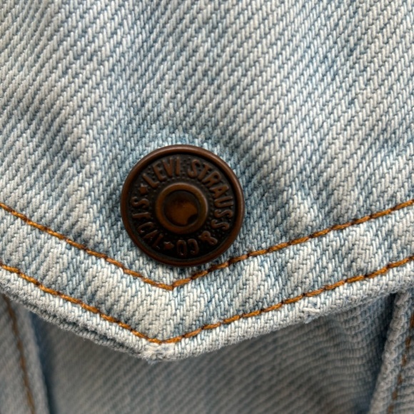 Vintage Levi's Sherpa Lined Denim Trucker Jacket Size XL Red Tag 70s Made In USA - Picture 6 of 7